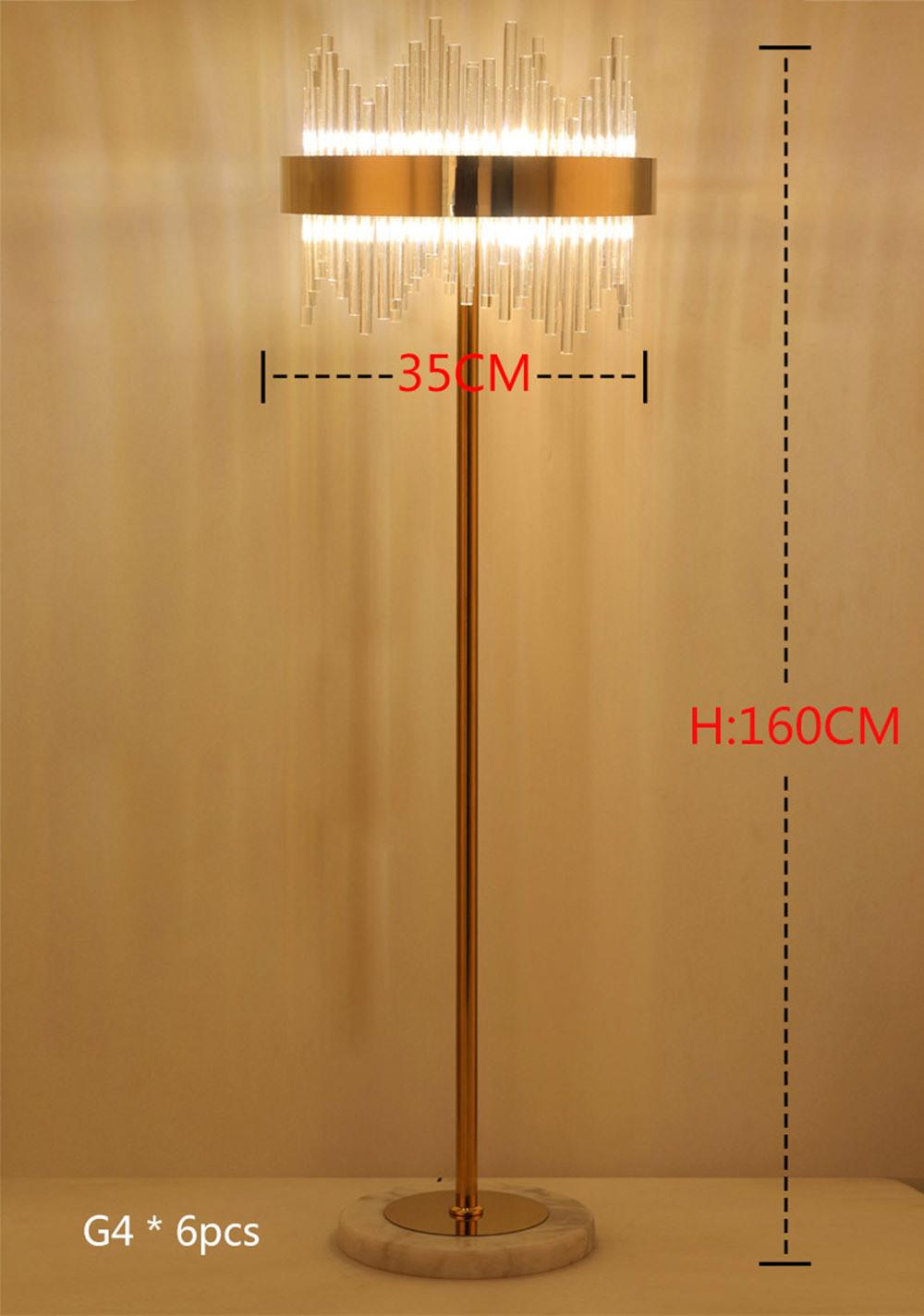 Luxury Modern Crystal Gold Stand Floor Lamp LED for Bedroom Living Room Crystal Floor Lamp (WH-MFL-79)