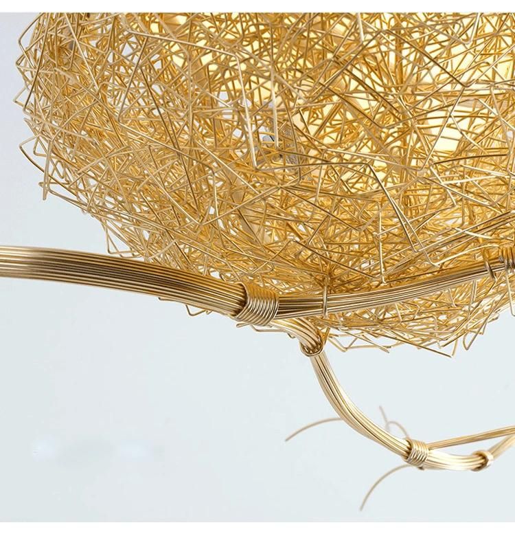 Gold Aluminium Steel Bird Nest Pendant Light Lamp Loft Industial White Glass Egg Suspension Light (WH-VP-152)