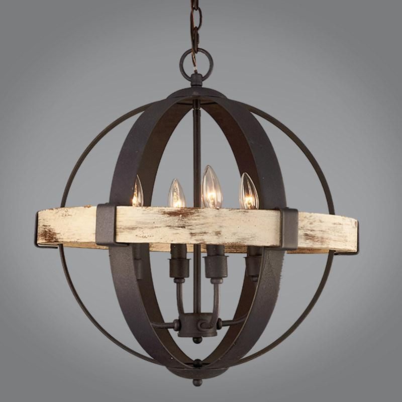 American Country Chandelier Restaurant Clothing Store Loft Wrought Iron Cafe Globe Pendant Light (WH-VP-101)
