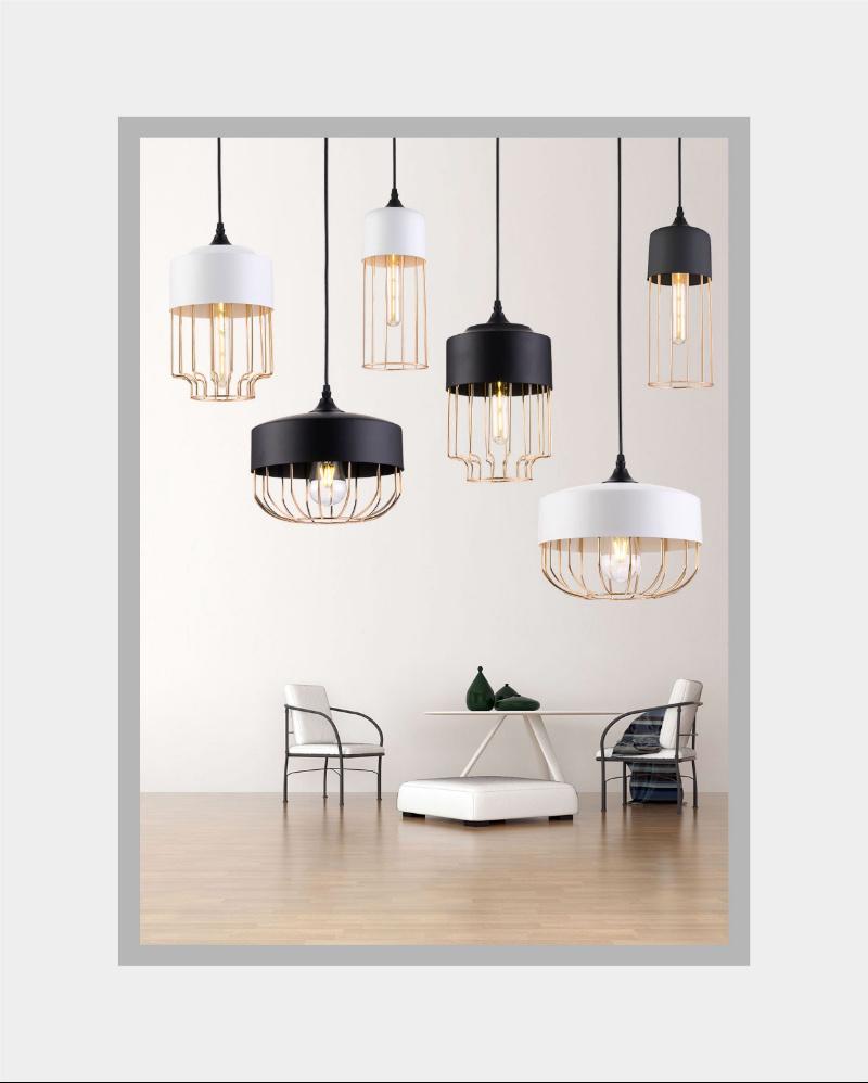 Hanging Lamp Matt Black Matt White and Copper Painting Iron Decorative indoor pendant light