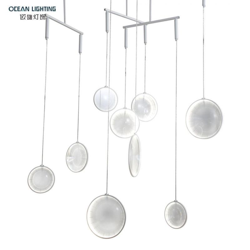 Interior Living Room Dining Bar Latest Concave Convex Mirror Unique Design LED Chandelier