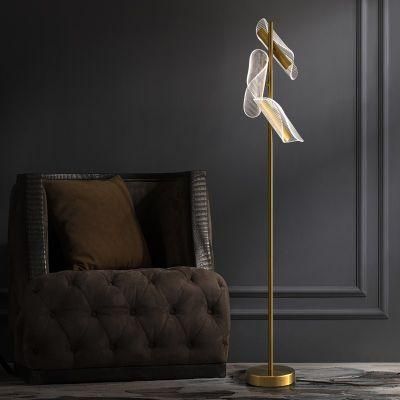 Gold Simple Nordic LED Floor Lamp for Study Living Room Bedroom Decoration Vertical Minimalist LED Floor Lamp (WH-MFL-98)