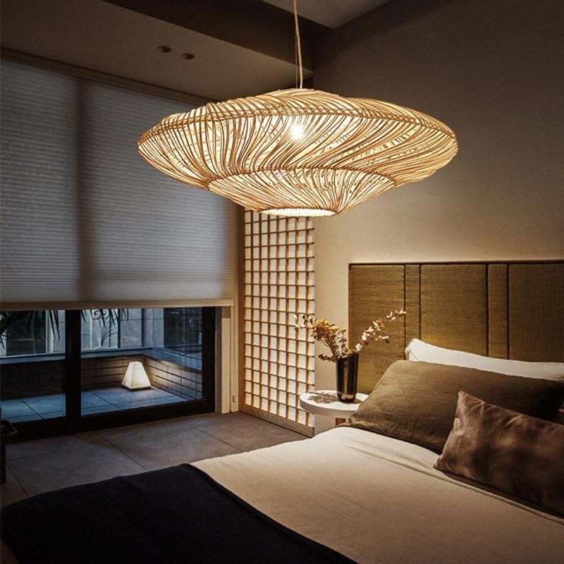 UFO Shades Rattan Lamp Creative Chinese Style Pendant Lights Wooden Suspension Lamp (WH-WP-54)