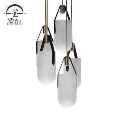 LED Oval Clear Glass Leather Belt Hanging Light