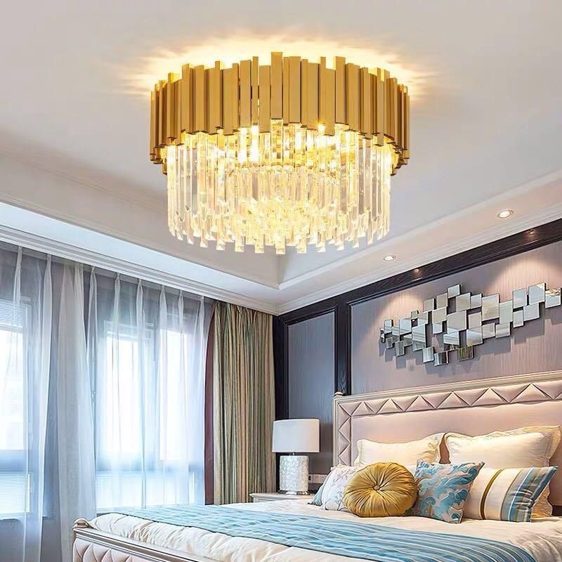 Modern LED Crystal Chandelier Luxury Gold Stainless Steel Lustres ceiling Lighting (WH-CA-53)