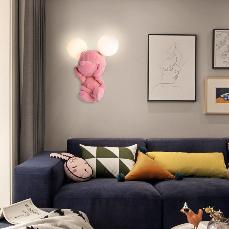Cute Monkey Bear Mouse Children Room Wall Light with G4 Bulb Resin Doll Wall Light (WH-OR-141)