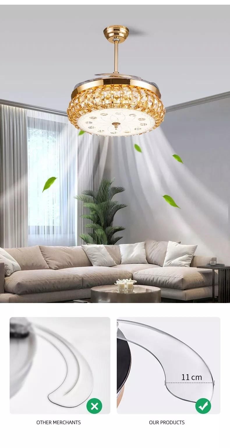 Crystal Series Decorative Ceiling Fan Light Mini Fan LED Light for Living Room LED Ceiling Fan Lamps Chandelier Light