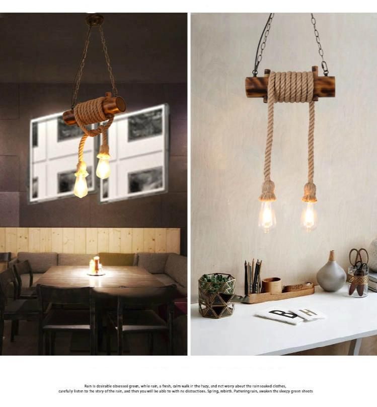 Retro Loft Pendant Lamp American Retro Industrial Style Hemp Rope Restaurant Coffee Bamboo Lighting (WH-VP-133)