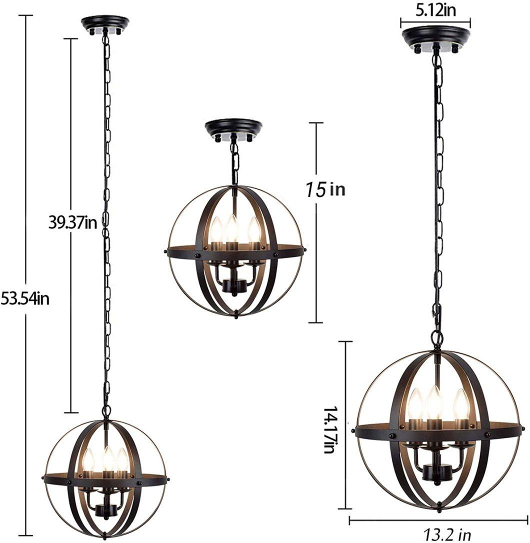 Spherical Chandelier Chain Light Indoor Creative Metal Round Hanging Lamp Retro Vintage Chandelier (WH-VP-62)