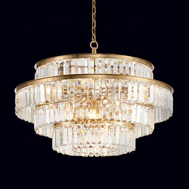 Modern Luxury Living Room Light Hotel Villa LED Lamp Large Round Ceiling Mounted Lighting Pendant Lights Crystal Chandelier