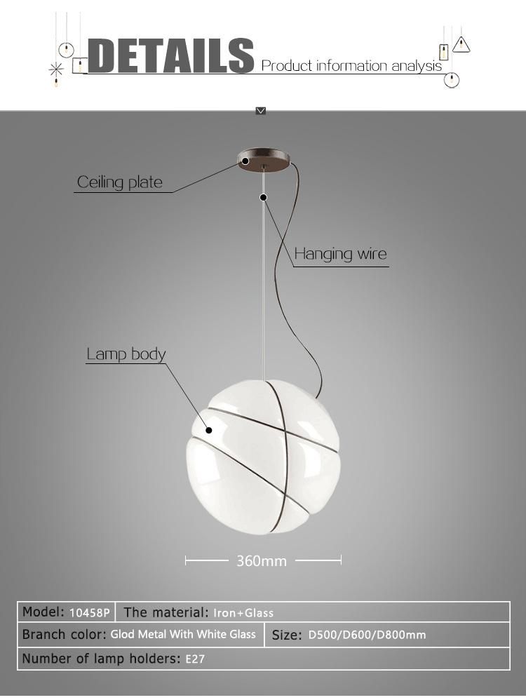 Contemporary Style Single Glass Globe Pendant Lamp for Restaurant