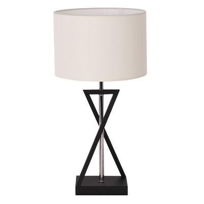 Chinese Minimalist Cloth Table Lamp Black Iron Decorative Lamp for Living Room
