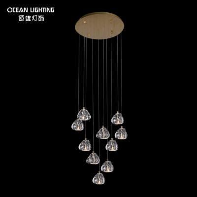 Golden Warm Lighting 3000K Spherical Metal 10*3W Crystal Chandelier Luxury