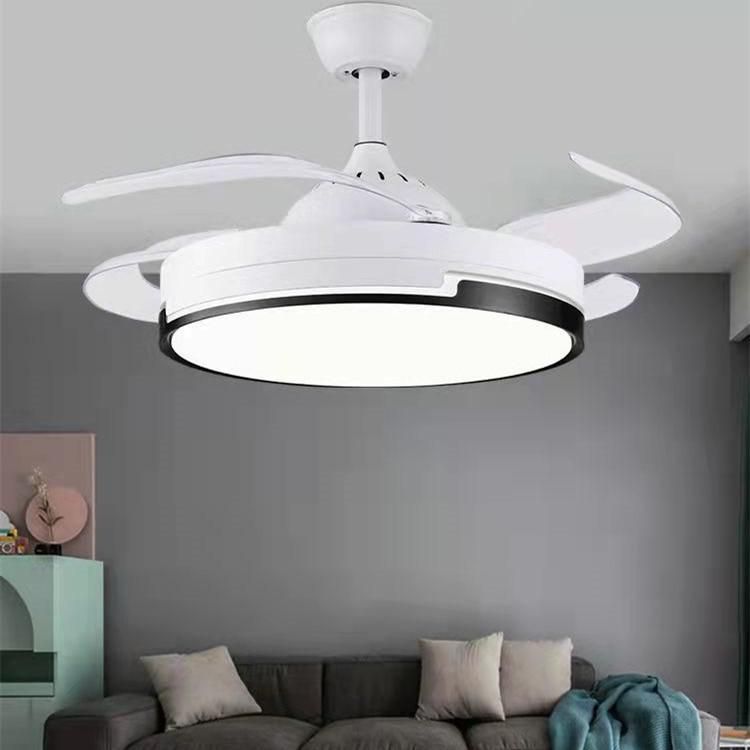 Retractable Indoor Ceiling Fan with LED Light and Remote Control for Living Room Dining Room Bedroom