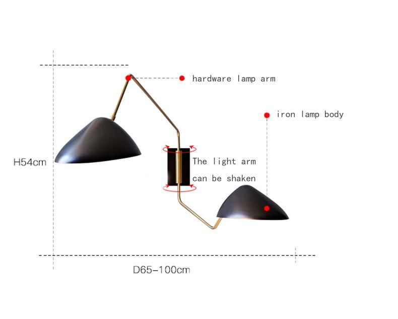Modern 2 Head Fashionable Rockable Wall Lamp Background Wall Decoration Hotel Corridor Bedside Wall Lamp