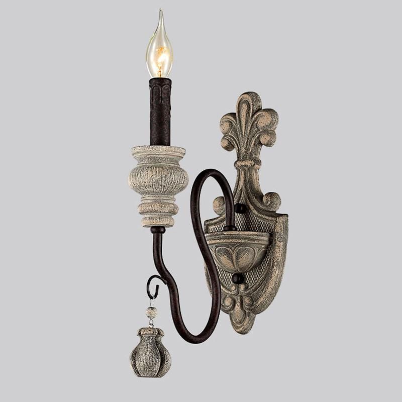 Vintage Wall Lamp Wood Iron Wall Light Bedroom Bedside Living Room Loft Wall Light (WH-OR-58)