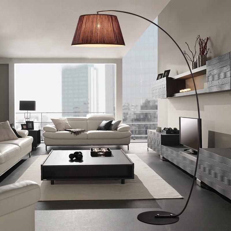 Vertical Arc LED Floor Lamps American Country Cloth Cover Living Room Decoration Floor Light (WH-MFL-17)
