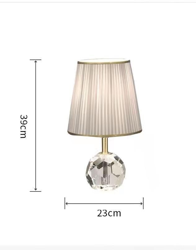 Warm Bedside Light Crystal Lamp Pleated Shade