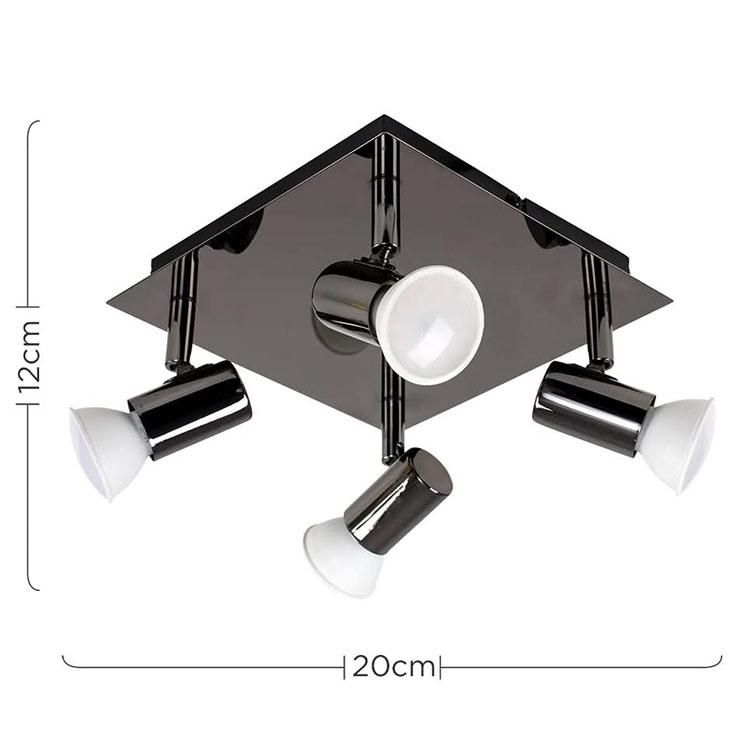 Modern Minimalist Black Chrome Iron Four Head Adjustable Decorative LED Ceiling Light