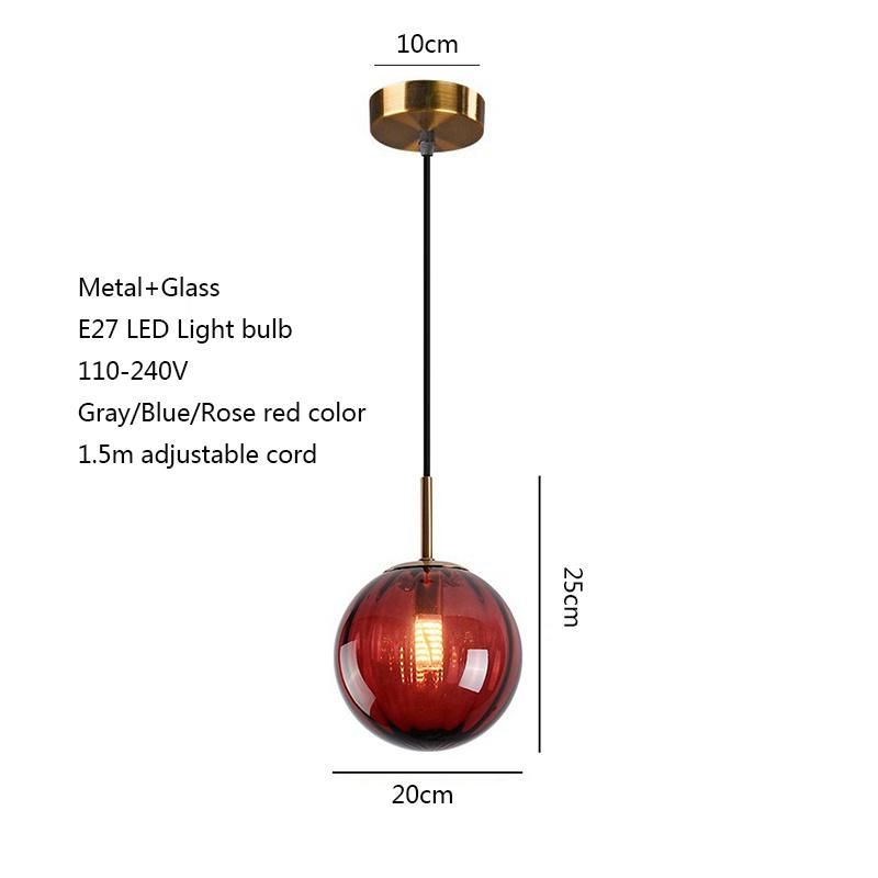 Nordic Glass Pendant Lamp E27 LED Modern Minimalist Creativity Lights for Dining Room Study Bar Pendant Light (WH-AP-242)