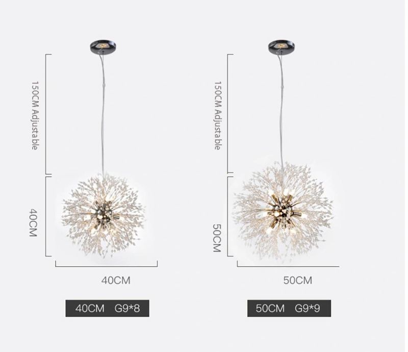 Modern Crystal LED G9 Dandelion Chandelier Lighting for Dining Room / Restaurant / Shops
