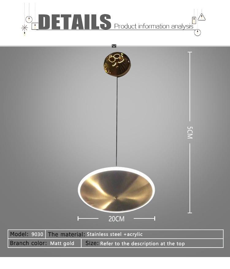 Modern Matt Gold Stainless Steel Acrylic Round Chandelier Lamp