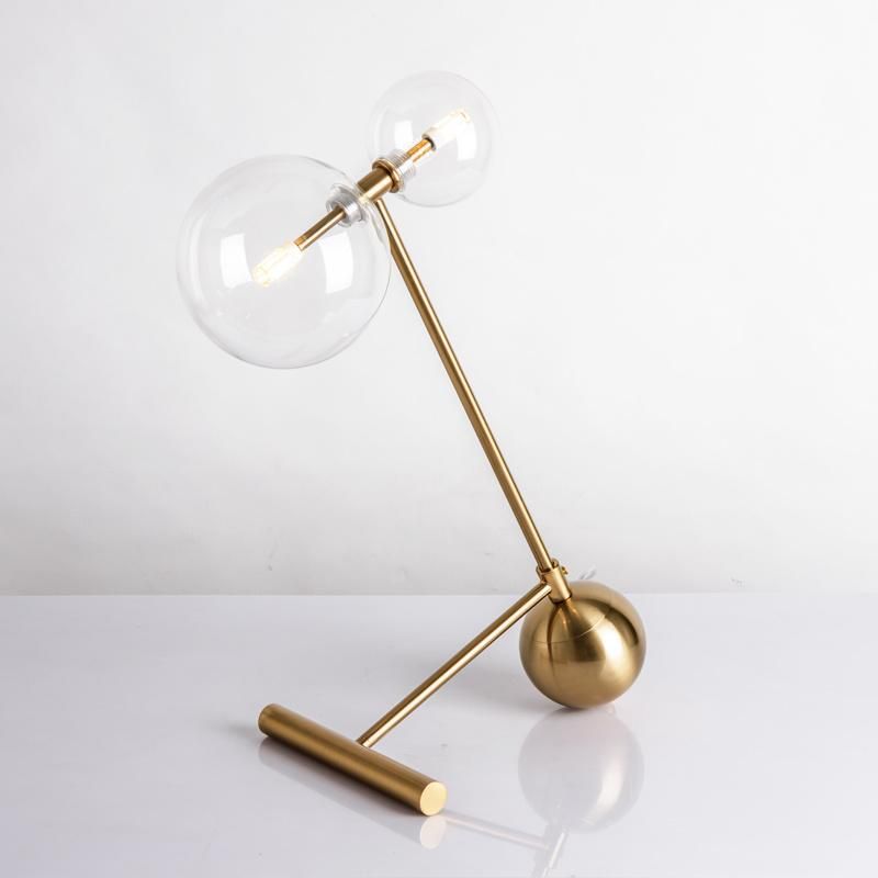Modern Glass Desk Table Lamp in Gold for Living Room