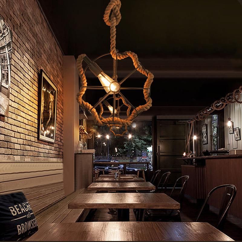 Iron Ball Chandelier Creative Bar Coffee American Retro Industrial Dining Table Drop Rope Chandelier (WH-VP-102)