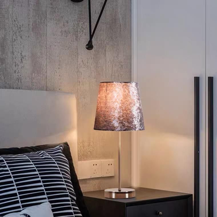 Plush Table Lamp Bedroom Bedside Lamp Flocking Texture Simple Creative Modern Night Lamp Wedding Room Warm Decorative Lamp