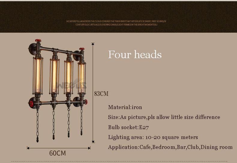 Industry Wind Amercian Vintage Style Pipe Wall Lamp Steam Punk Lamp (WH-VR-37)