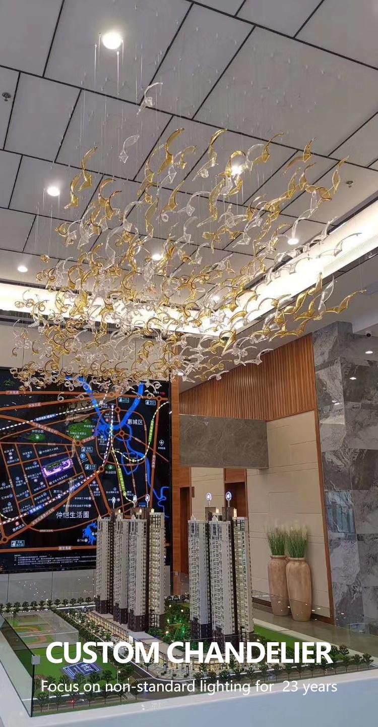 Non-Standard Light Decorative Stairs Villa Commercial Modern Luxury Modern Glass LED Chandelier Lamp