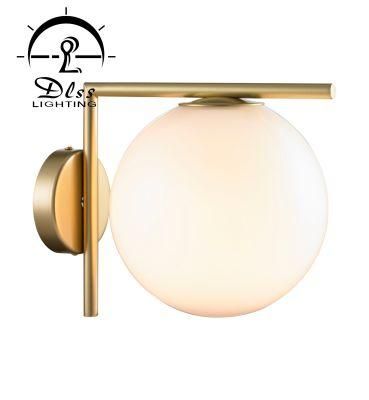 Modern Brass and White Glass Ball Hotel Project Pendant Lamp/Chandelier