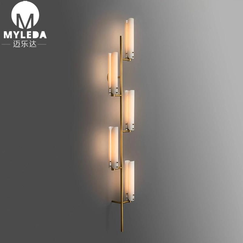 Modern White Glass Brass Wall Sconce Light