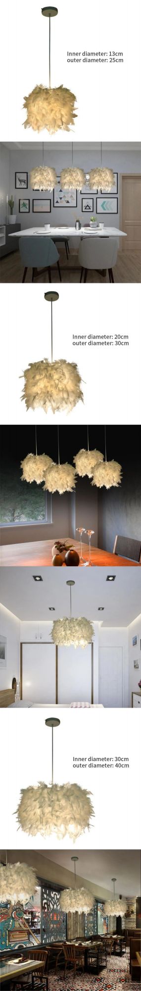 modern Feather Pendant Lamp E27 Lamp Holder Fairy Hanging Lamp Goose Feather Bedroom Dining Room Loft Chandelier Ceiling Light