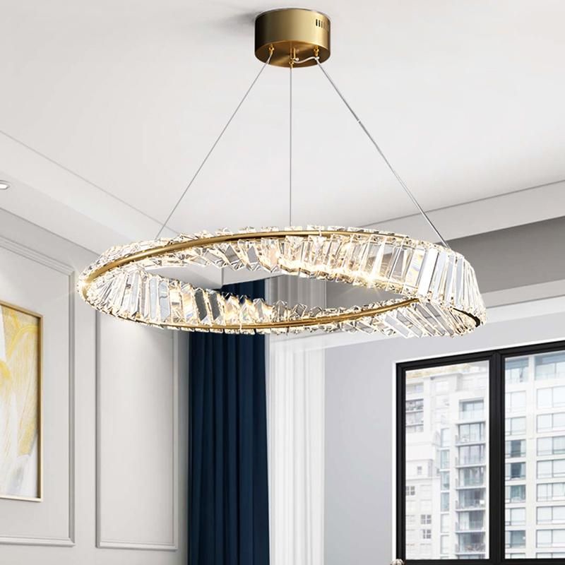 Transparent Lampshade Crystal Modern Style Pendant Lamp Chandelier Living Room Lamp