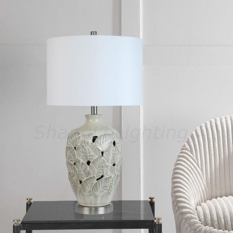American Classic Leaf Pattern Ceramic Hollow Table Lamp American Country Nordic New Chinese Table Lamp Manufacture