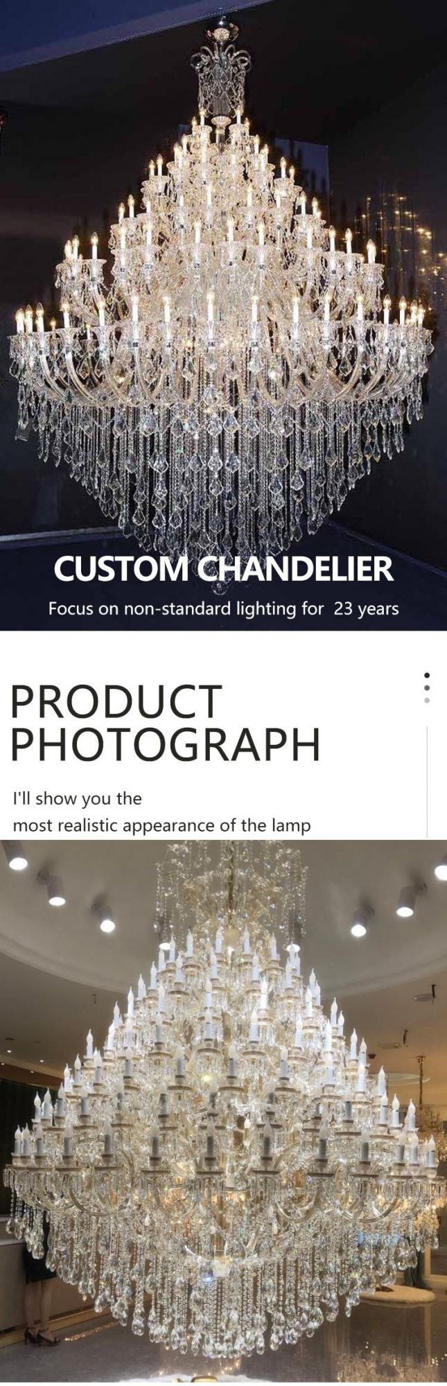 Nordic Style Decoration Luxury Hotel Lobby Custom Large Project Crystal K9 LED Chandelier Light