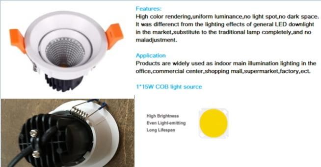 Hot Sale Adjustable COB Down Light Recessed LED Downlight (Wd-Dl-9090)