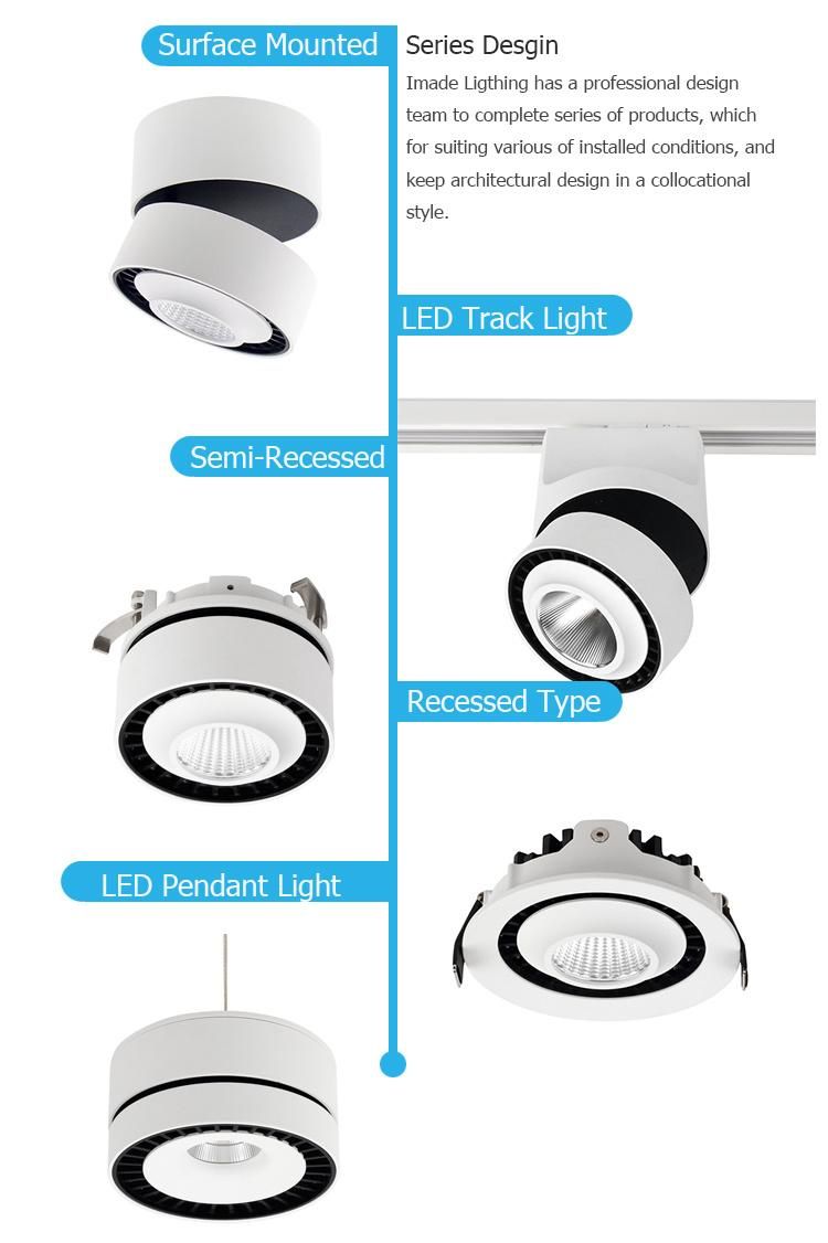 OEM Made in China 3X10W 3X15W Triple Head Aluminum Recessed & Surface Mounted 3000K Office Commerical LED Downlight