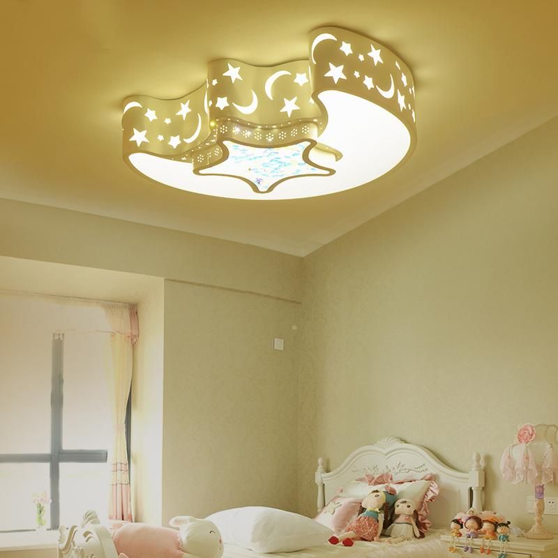LED Chandelier for Kids Baby Boy Room Lighting Eye Protection Moon Ceiling Light (WH-MA-177)