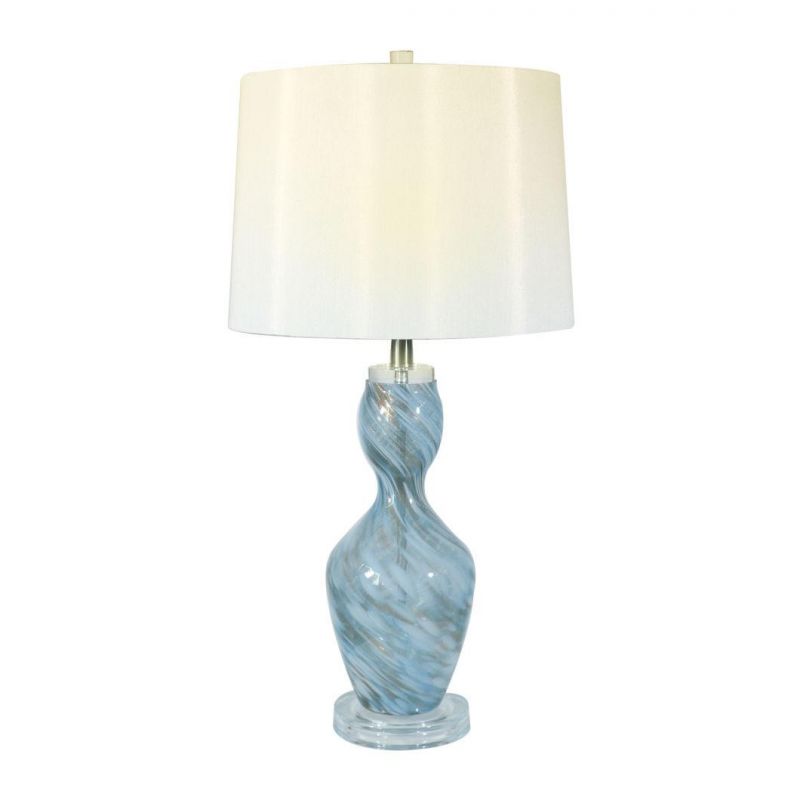 Fashion Simple Creative Glass Gourd Mediterranean Bedroom Bedside Lamp Nordic Blue Silver Table Lamp