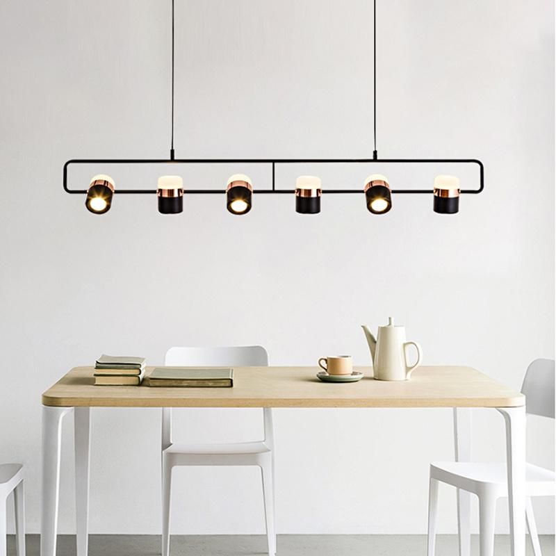 Nordic Simple Rose Gold Long Bar Restaurant Chandelier Hotel Light Luxury Personality Creative Round Bar LED Line Pendant Light