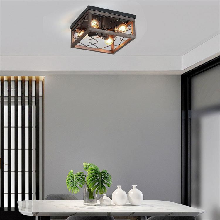 American Retro 4-Head Ceiling Lamp Imitation Wood Art Industrial Ceiling Lights (WH-LA-32)
