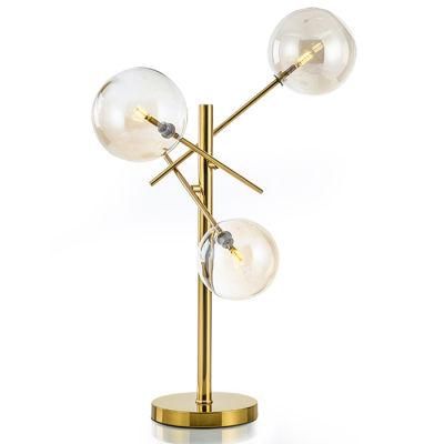 Home Decorative Modern Glass Desk Table Lamp in Gold for Hotel Bedside, Living Room