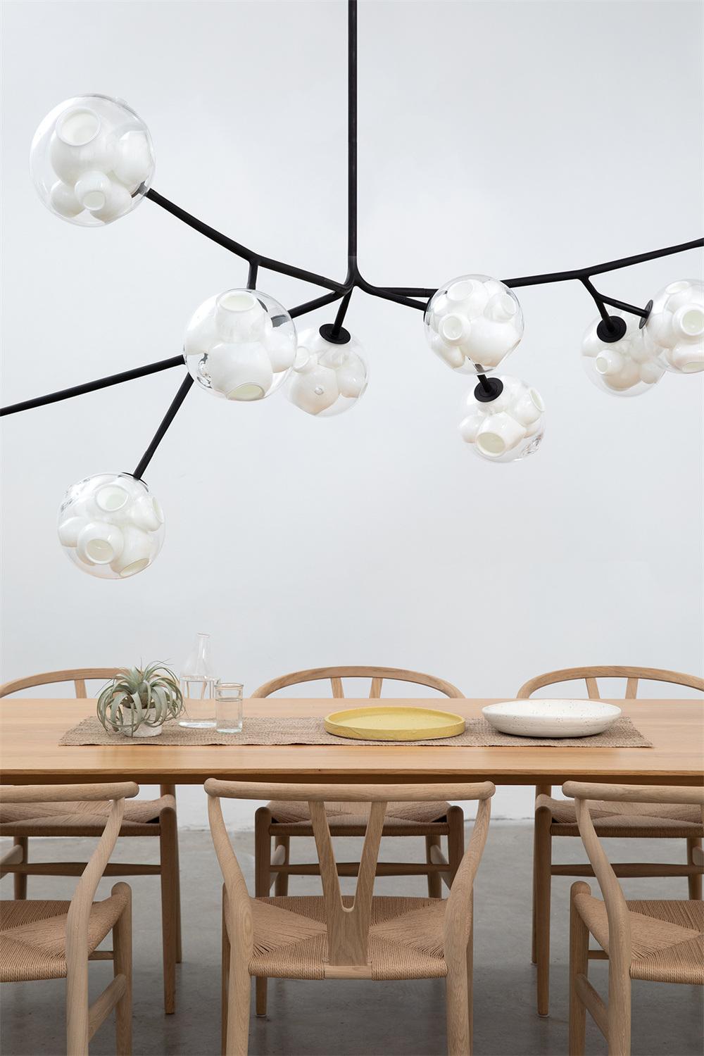2022 New Modern White Glass Chandelier Light Kitchen Linear Pendant Lamp
