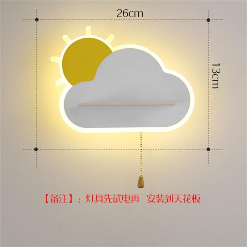Modern Children Cloud Sun Shelf LED Wall Lamp for Kids Bedroom Bedside Study Creative Lamp (WH-OR-140)
