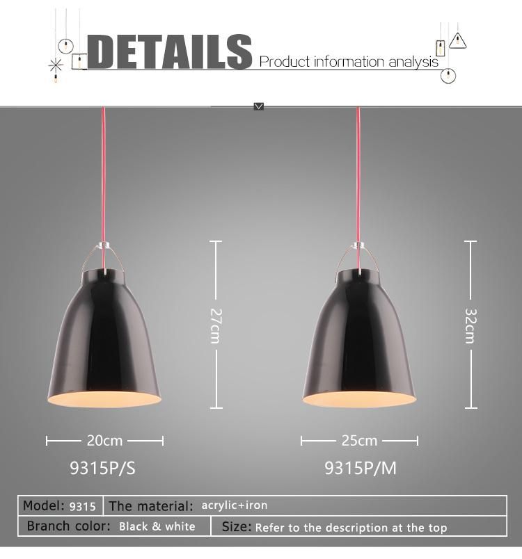Simple Creative Replica Modern Aluminum Black Suspension Pendant Lighting