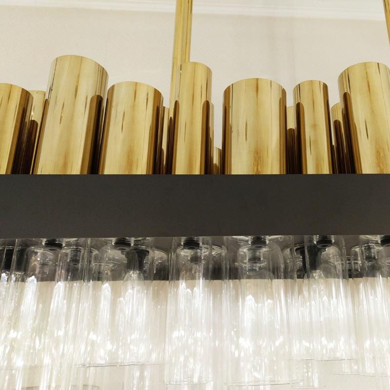 Postmodern Luxury Fashion Glass Titanium Stainless Steel Restaurant Chandelier