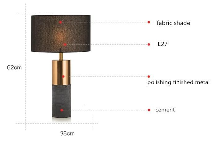 So Fashion Modern Gold and Black Bedroom Desk Table Lamp with Fabric Shade, Good for Hotel Bedside, Living Room