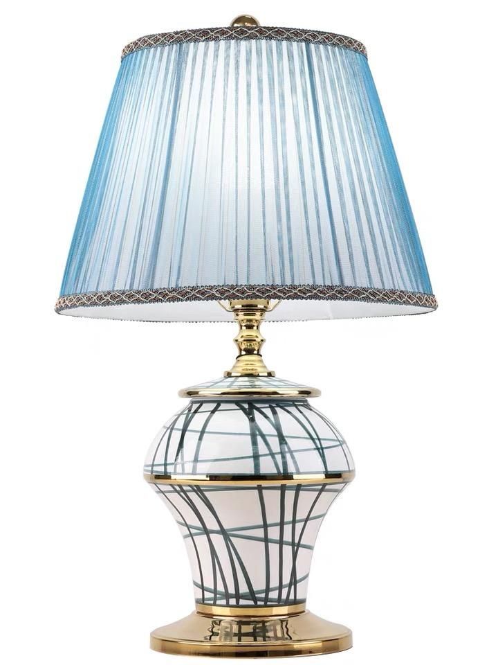 Light Luxury American Table Lamp Ceramic Decorative Art Design Modern Simple Copper Living Room Bedside Bedroom Living Room Lamps